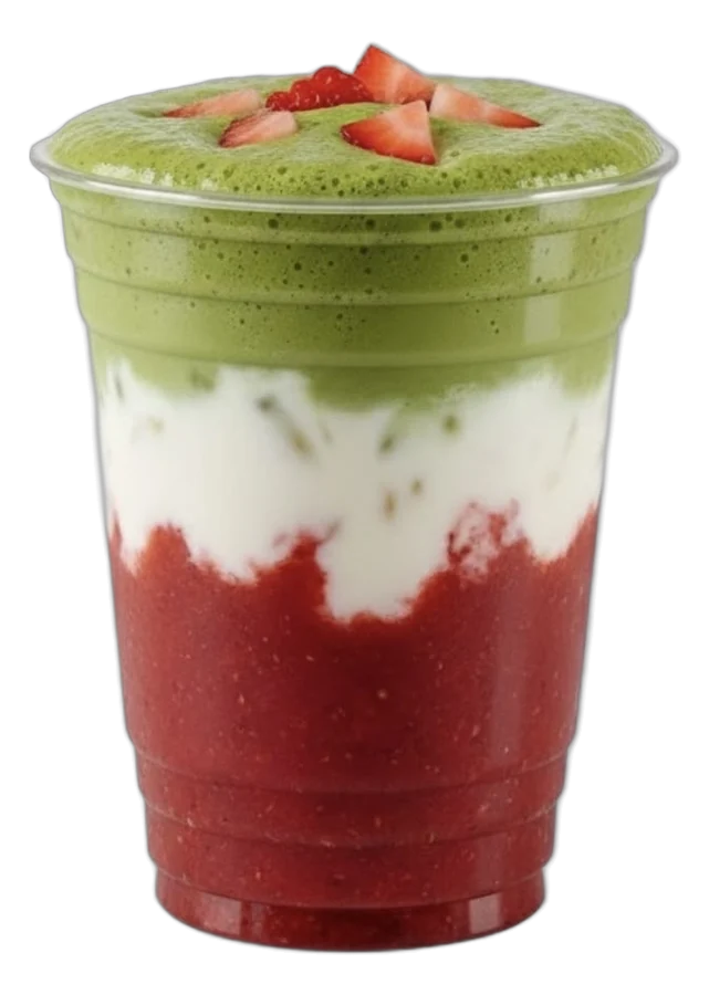 Matcha strawberry latte, layered pink and green