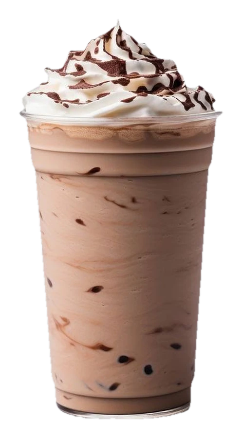 Iced peanut mocha with layered cream