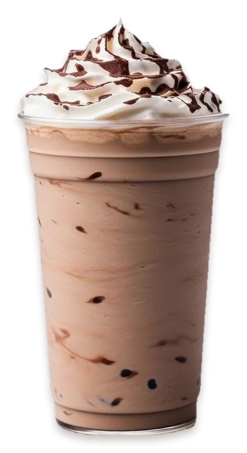 Iced peanut mocha with layered cream